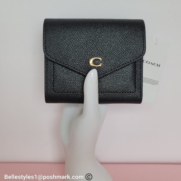 COACH Wyn Crossgrain Leather Small Leather Wallet- Black color - Picture 3 of 16